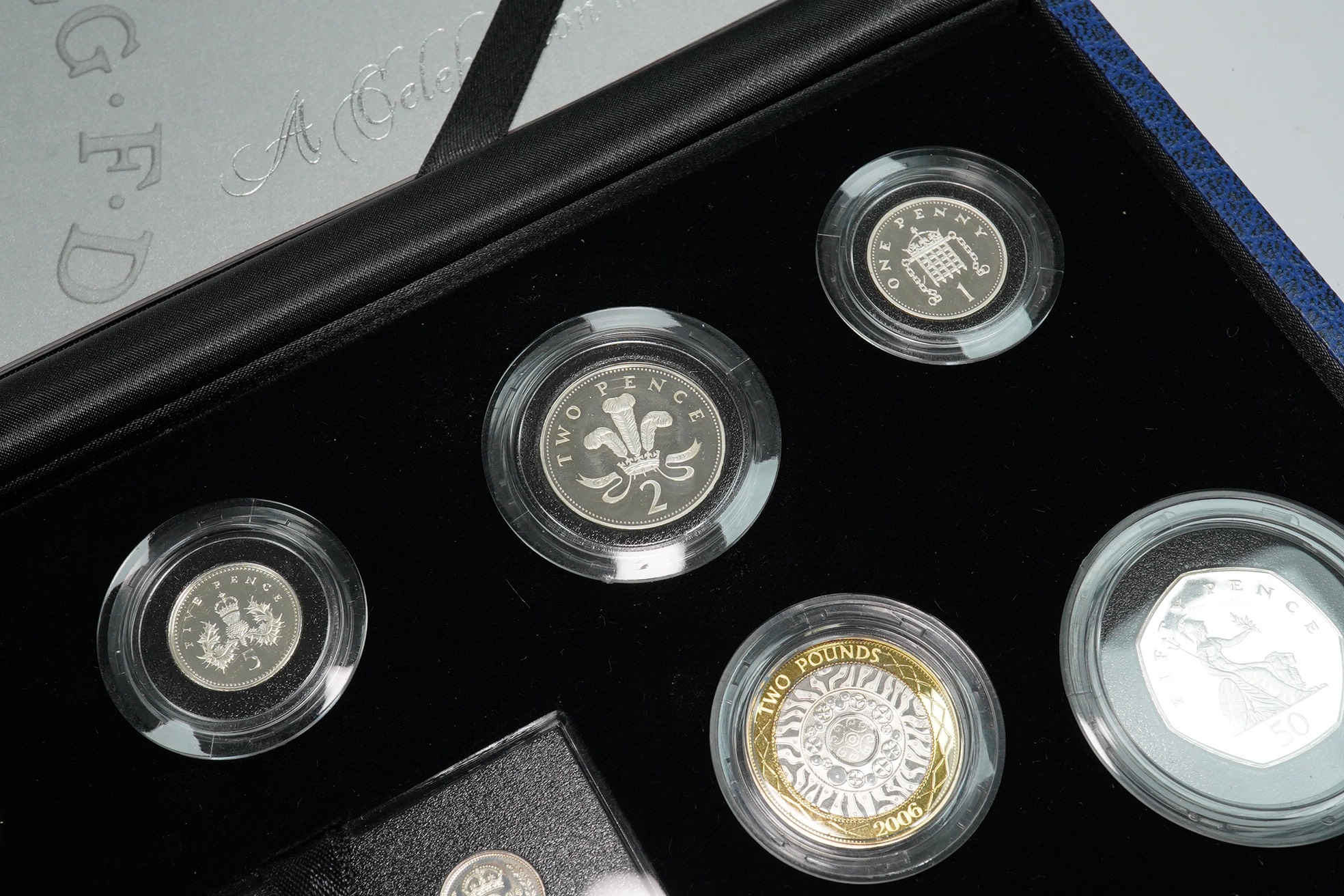 Royal Mint, UK coins, the Queen‘s 80th Birthday collection proof silver set of thirteen coins, crown to one penny and Maundy 1p to 4p